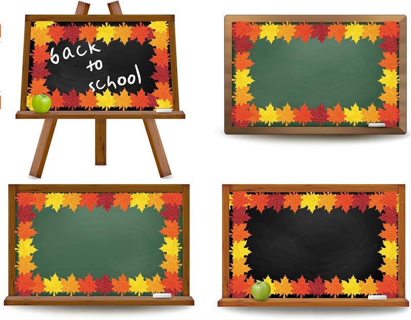 Whaline 32.8Ft Fall Bulletin Board Border Glitter Orange Yellow Red Maple Leaf Die Cut Trim Border Roll for Autumn Thanksgiving Classroom Chalkboard Wall Decor - Image 3